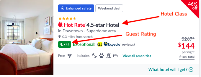 a screenshot of a hotel search engine