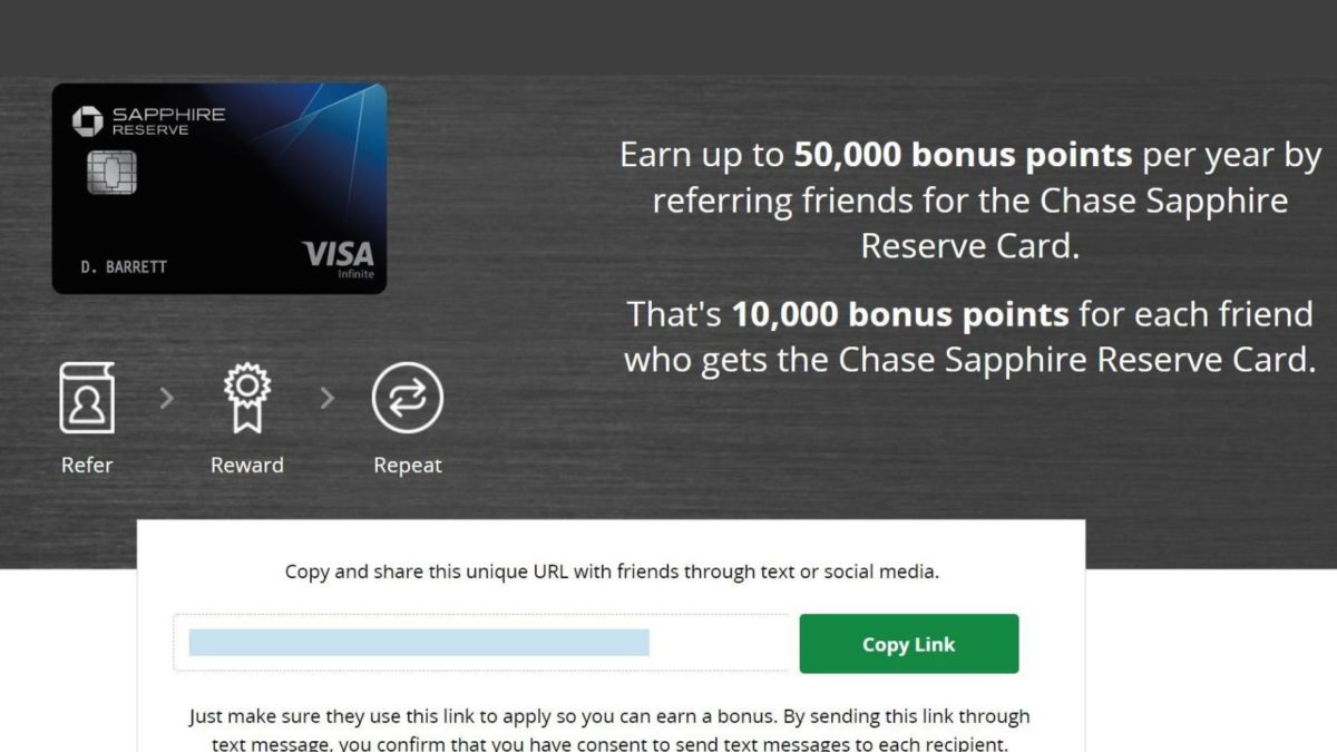 The Chase Sapphire Reserve 10,000 point referral bonus is back