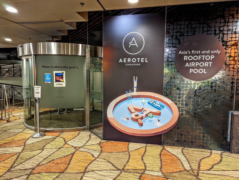Entrance to the Aerotel swimming pool at Changi Airport