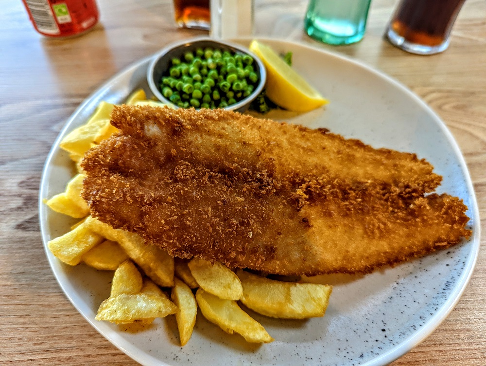 Fish & chips at The Quayside restaurant in Gourdon