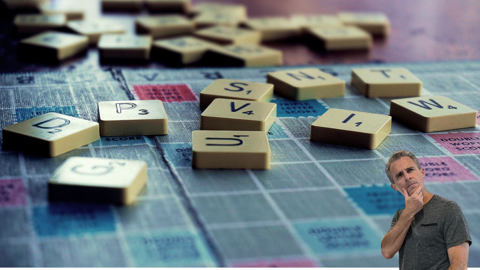 a group of scrabble tiles on a table