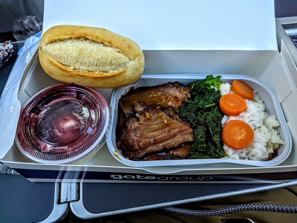 Norse Atlantic Airways JFK-LGW - Premium Economy meal -beef & rice