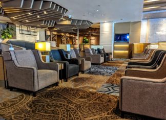 Plaza Premium Lounge seating in Singapore airport