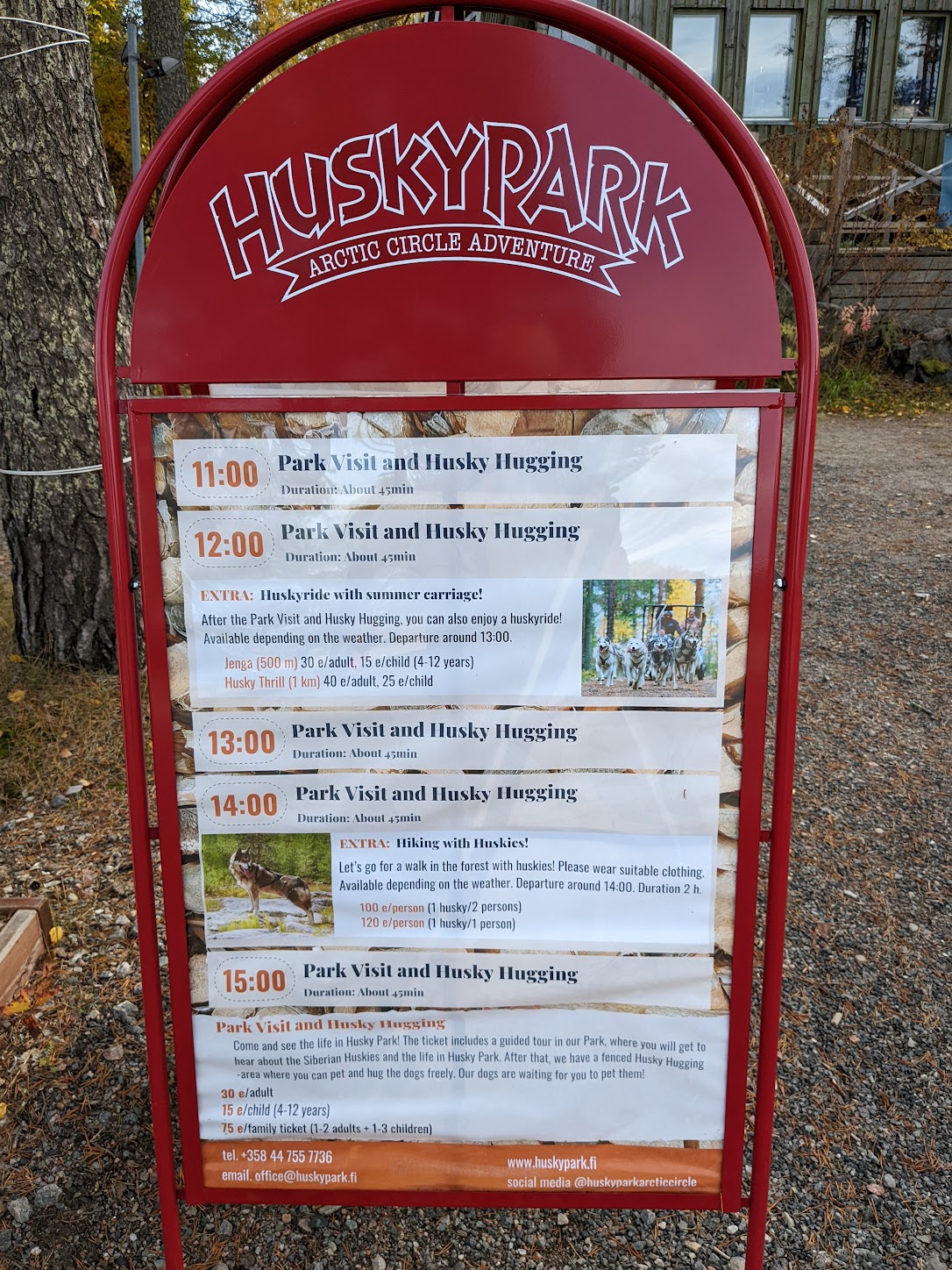a sign with a schedule