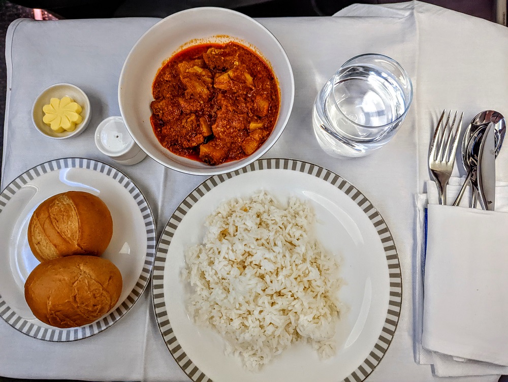 Singapore Airlines SIN-JFK SQ24 Business Class - Chicken curry via Book The Cook