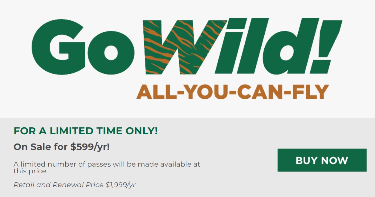 Frontier GoWild! All-You-Can-Fly Pass Is Here: $599 For A Limited Number Of Pass..