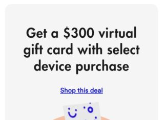 a white gift card with blue and white faces