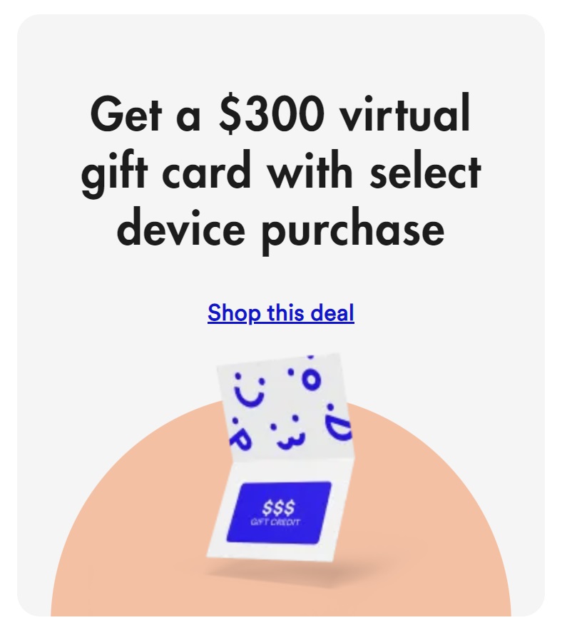 a white gift card with blue and white faces