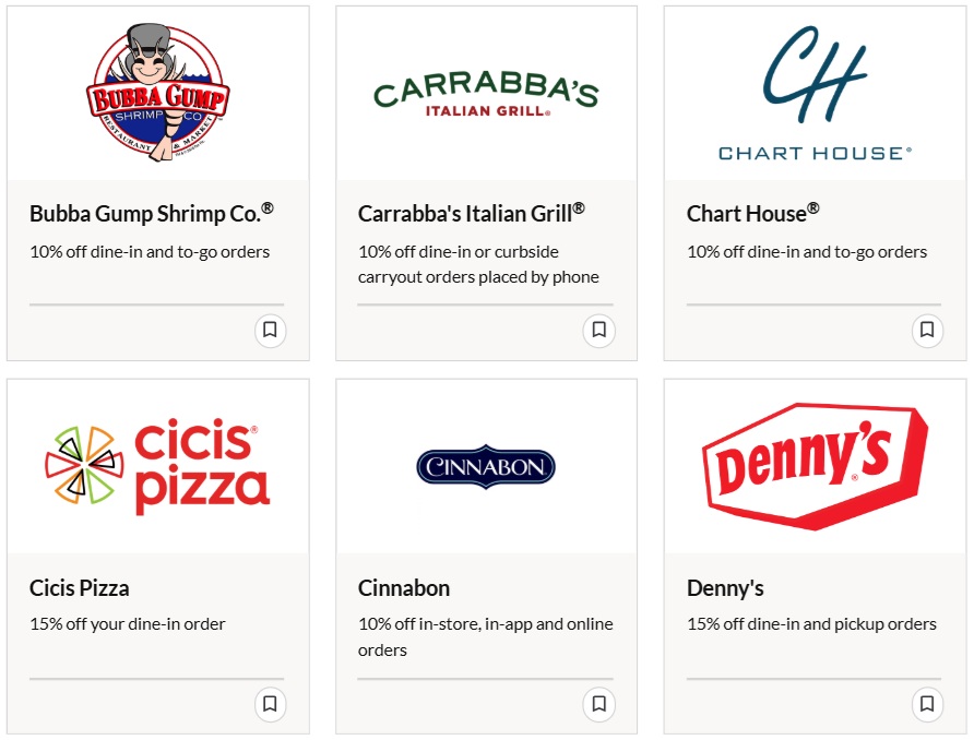 AARP discounts at restaurant chains