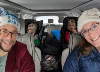 a group of people in a car