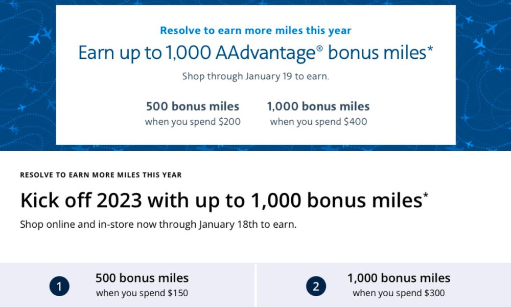 American Airlines United shopping portal promotions