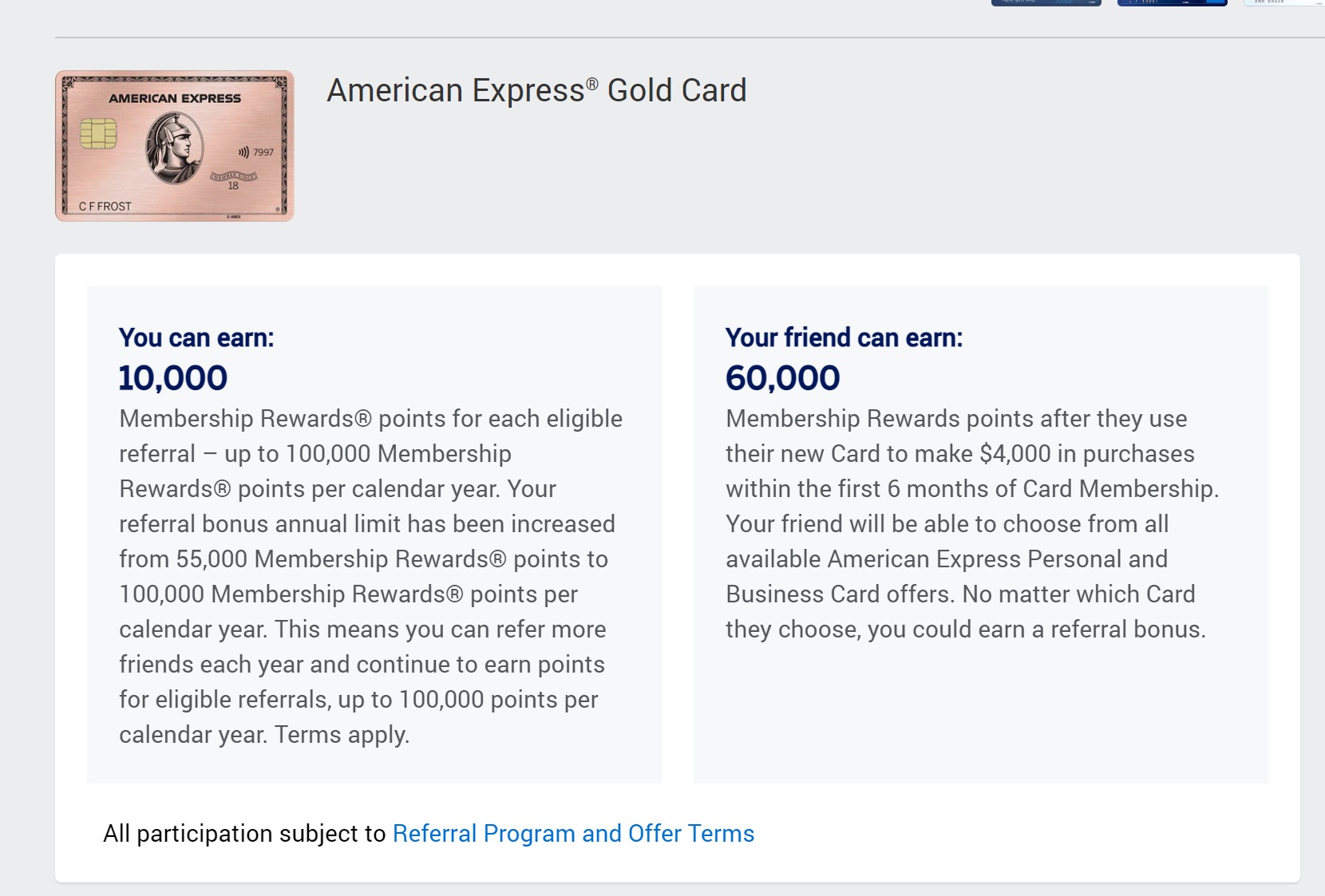 Also on Hilton cards] Now earn up to 100,000 points with Amex referrals  [Targeted]