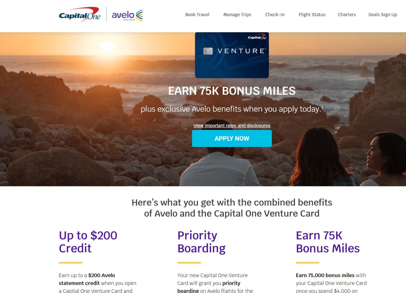 75K plus 200 in Avelo statement credits with new Capital One Venture