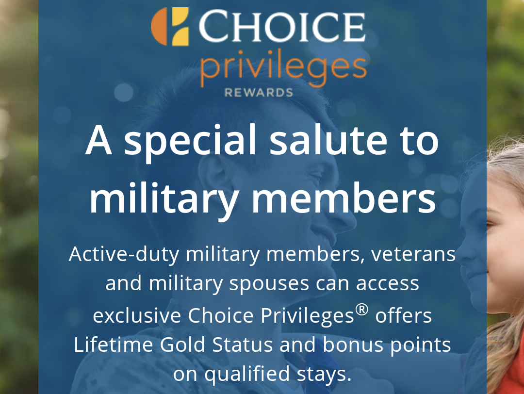 Choice Hotels Privileges Lifetime Gold Status Military Spouses