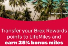 Brex LifeMiles 25% Transfer Bonus