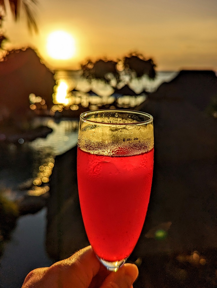 Dragonfruit cocktail at sunset