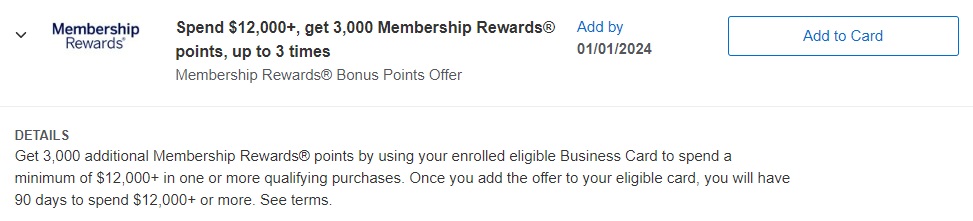 Membership Rewards Amex Offer Spend $12,000 Get 3,000 Membership Rewards