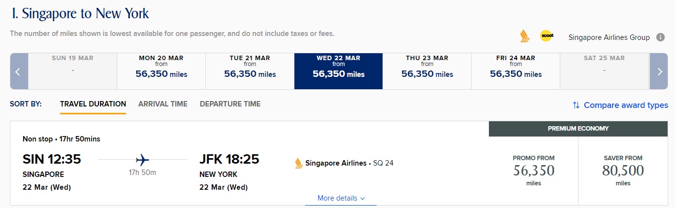 Singapore Airlines Spontaneous Escapes Singapore to JFK