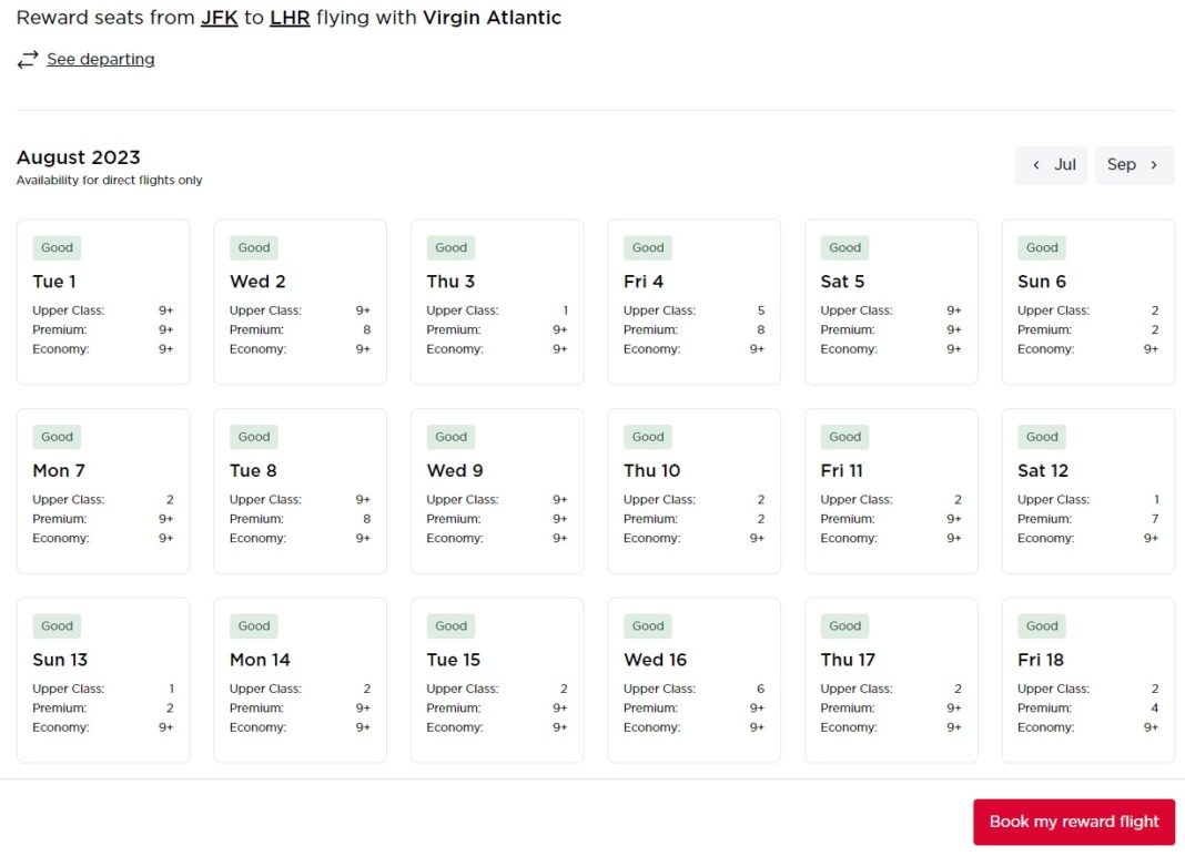 Virgin Atlantic Launches Fantastic Award Availability Calendar
