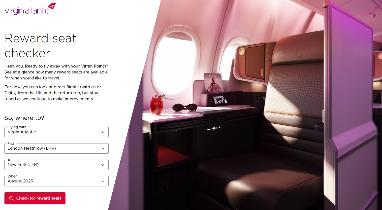 Virgin Atlantic Reward Flight Finder