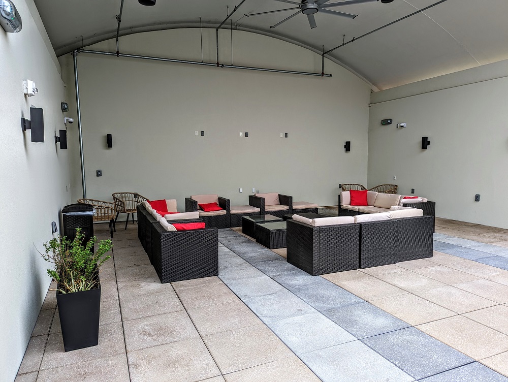 Candlewood Suites Asheville Downtown, NC - Green rooftop bar covered seating