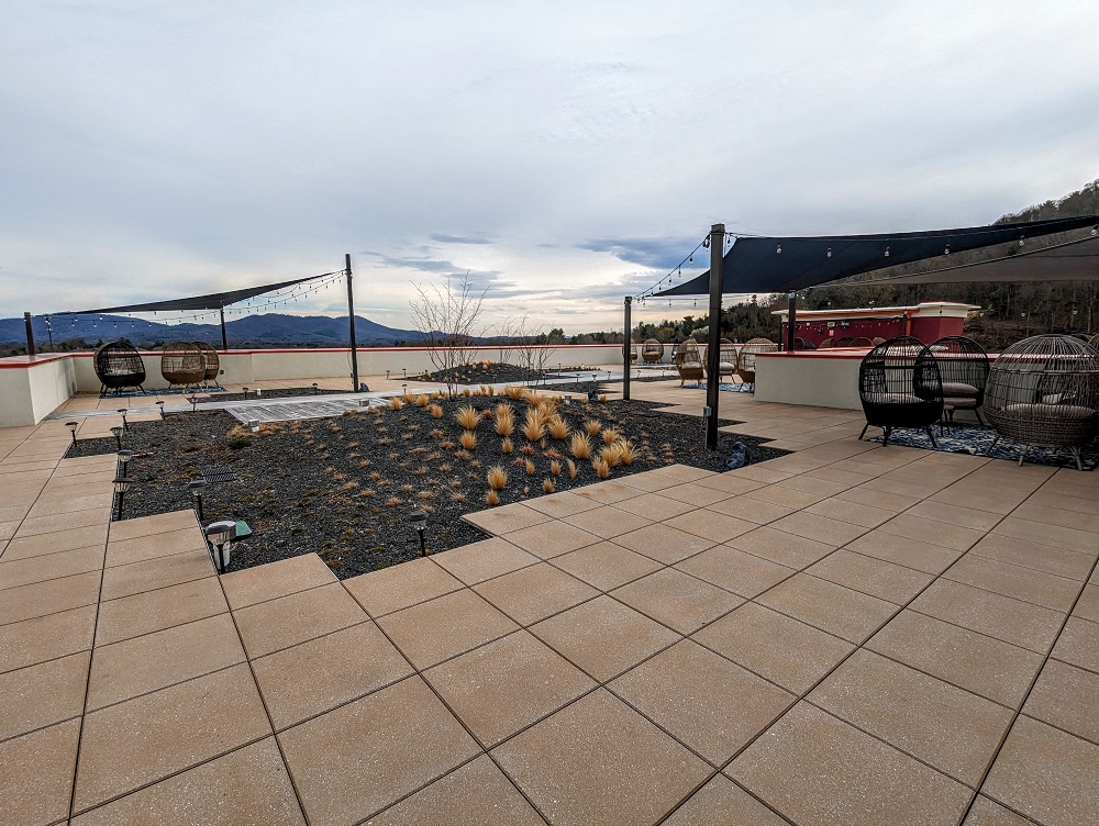 Candlewood Suites Asheville Downtown, NC - Green rooftop bar seating