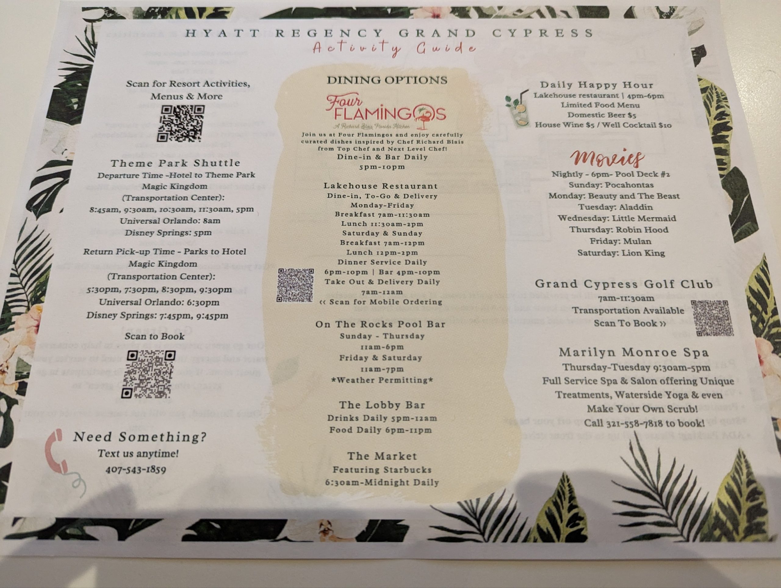 a menu with a qr code