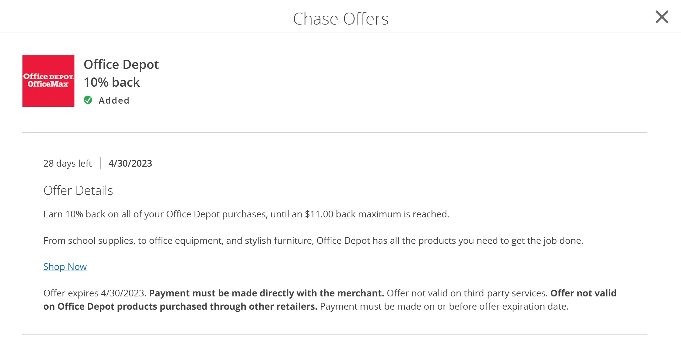 10 back at Office Max / Office Depot with new Chase Offer LaptrinhX