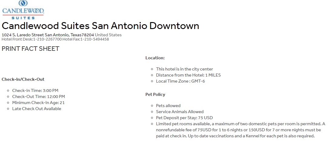 How to find Candlewood Suites Staybridge Suites pet-friendly hotels - Fact sheet