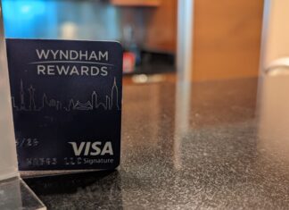 a credit card on a counter