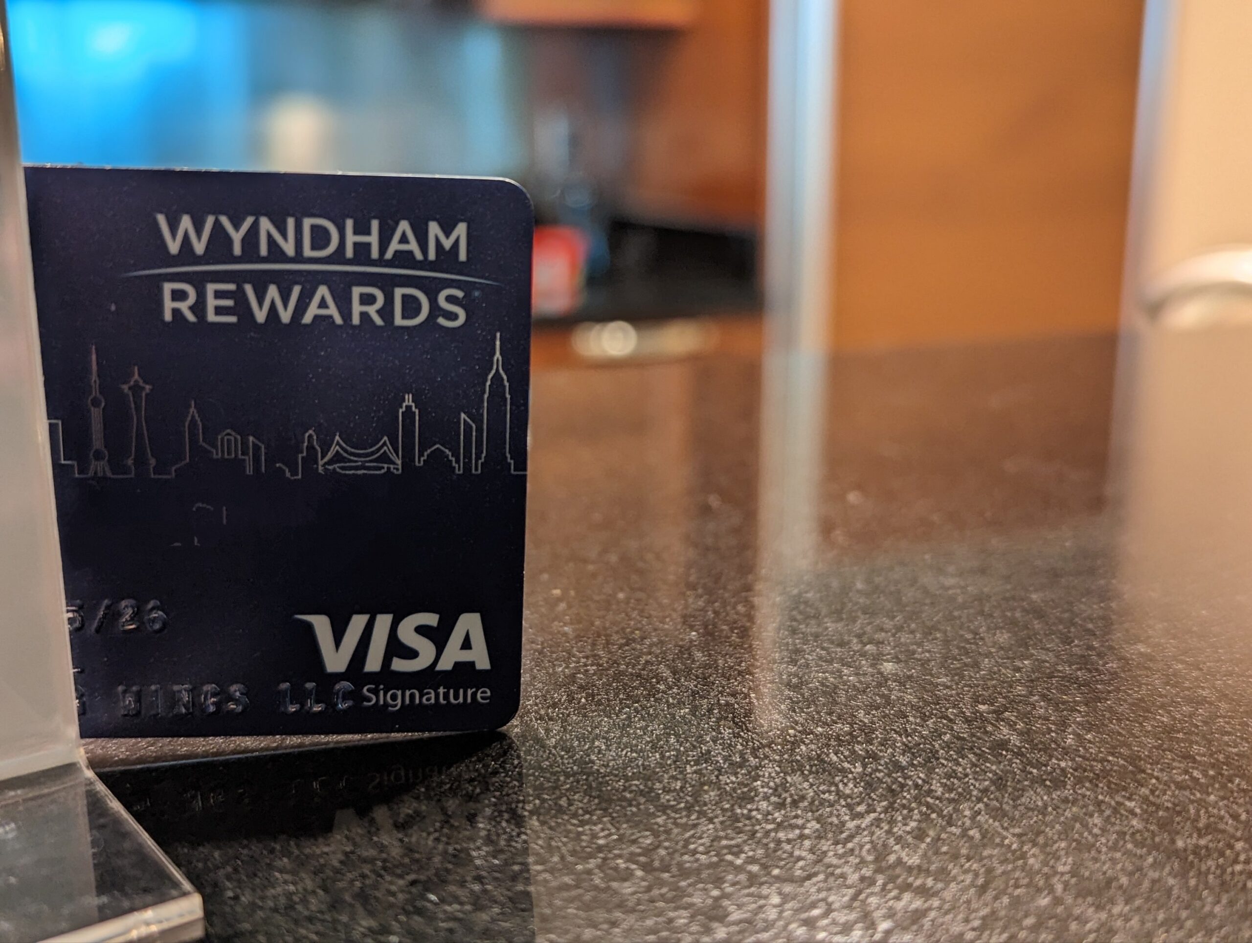 a credit card on a counter