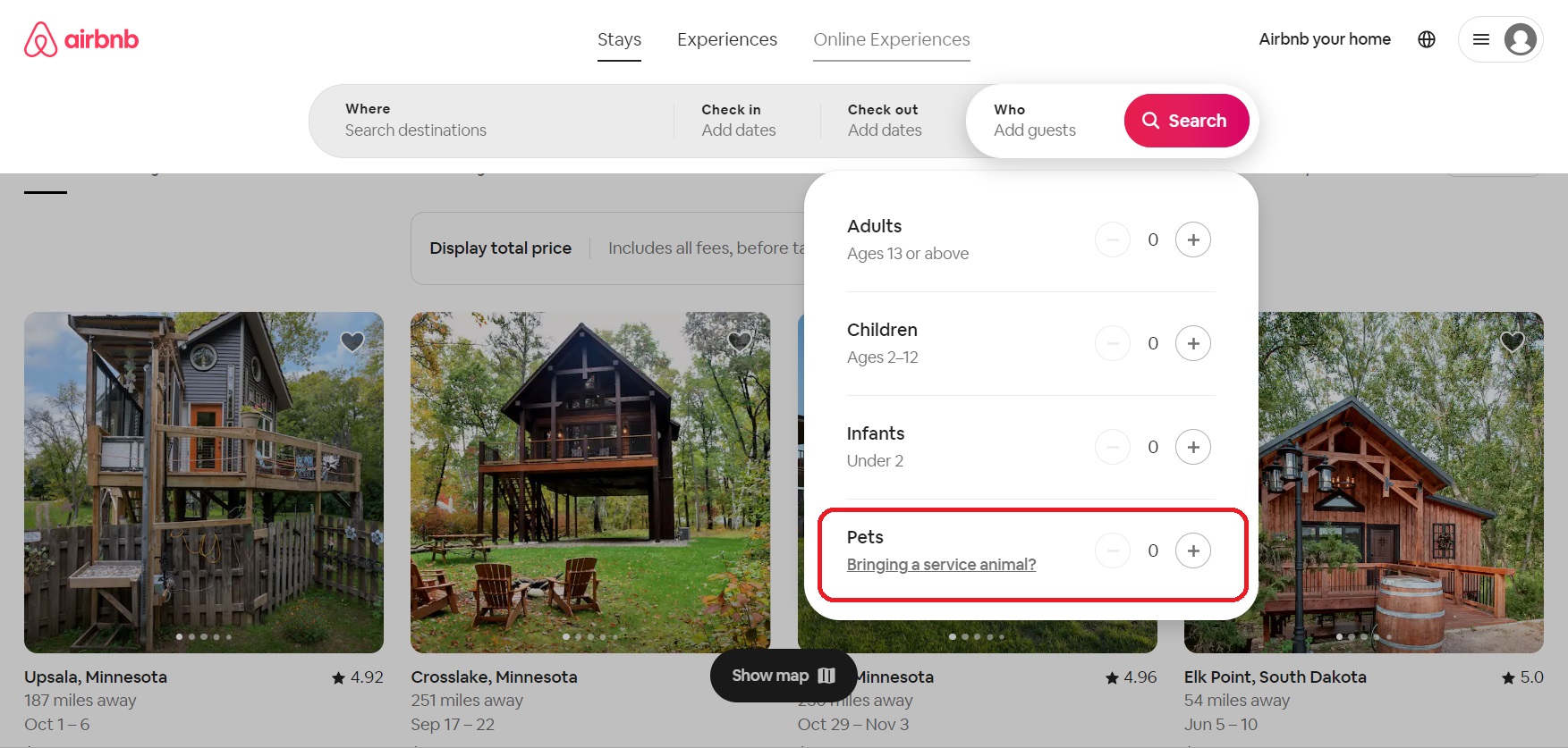 How to find pet-friendly Airbnbs - initial search
