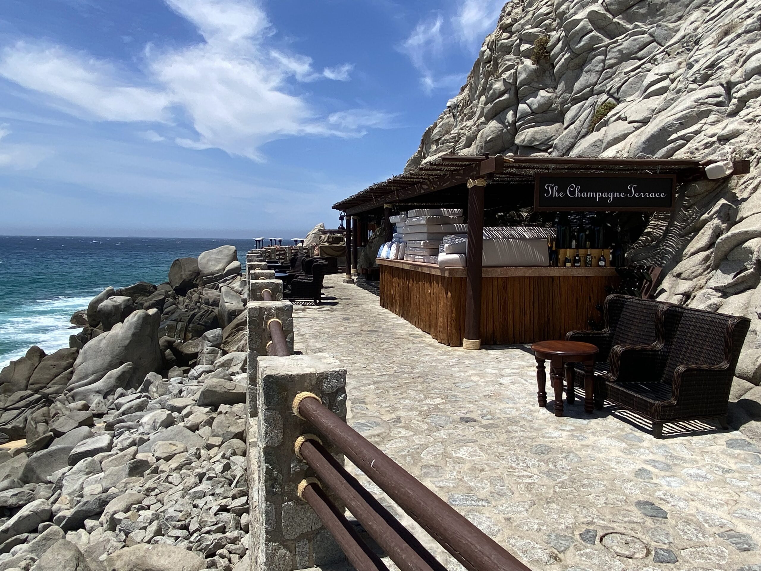 a bar on a rocky beach