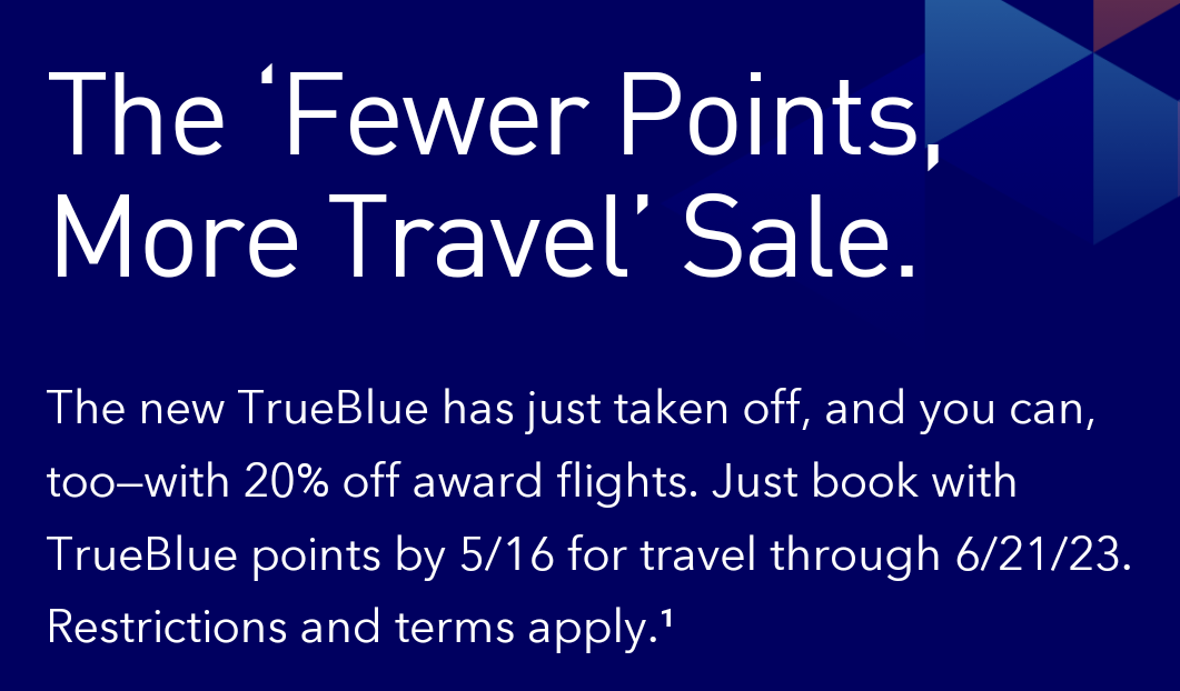 JetBlue award sale 20% off