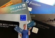Image of Greg choosing between many Chase credit cards
