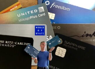 Image of Greg choosing between many Chase credit cards