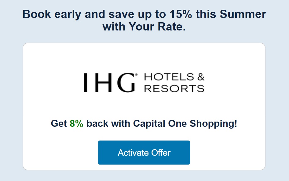 Capital One Shopping IHG 8% cashback