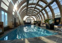 a pool inside a building