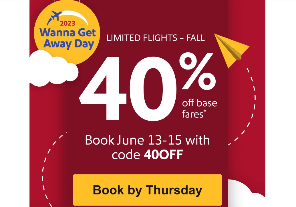 (EXPIRED) Southwest Save 40 on paid & award flights with promo code 40OFF