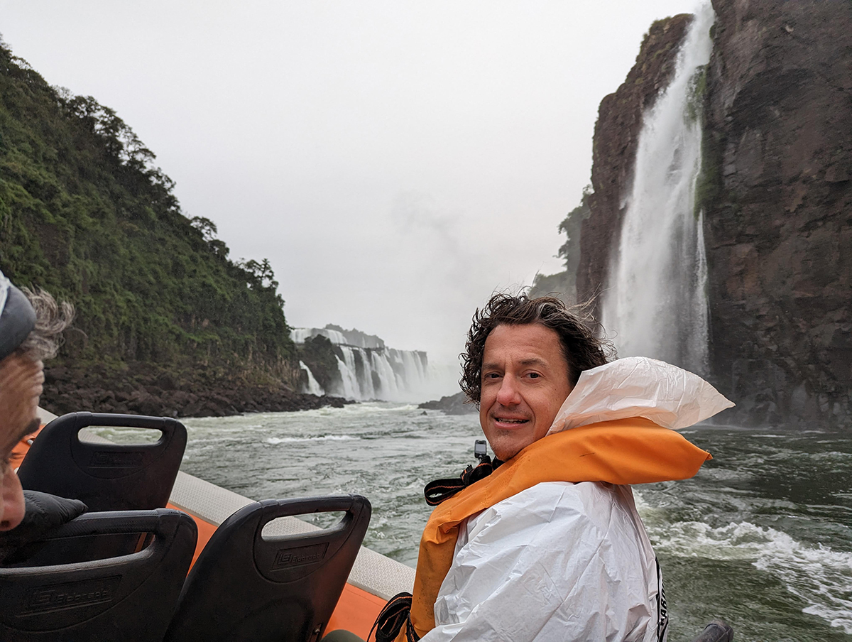 Tim Iguazu Falls from boat Brazil Side