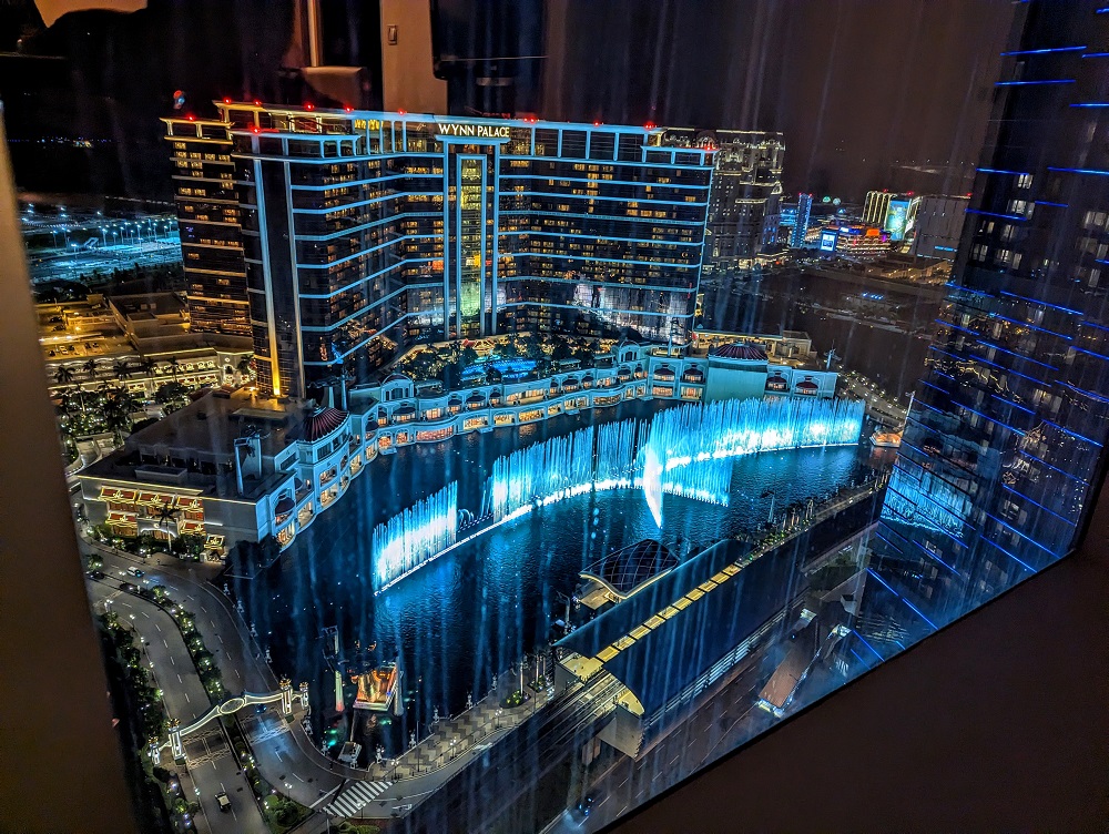 Grand Hyatt Macau - View of the Wynn Palace fountains from our suite