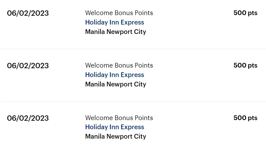 IHG welcome amenity points