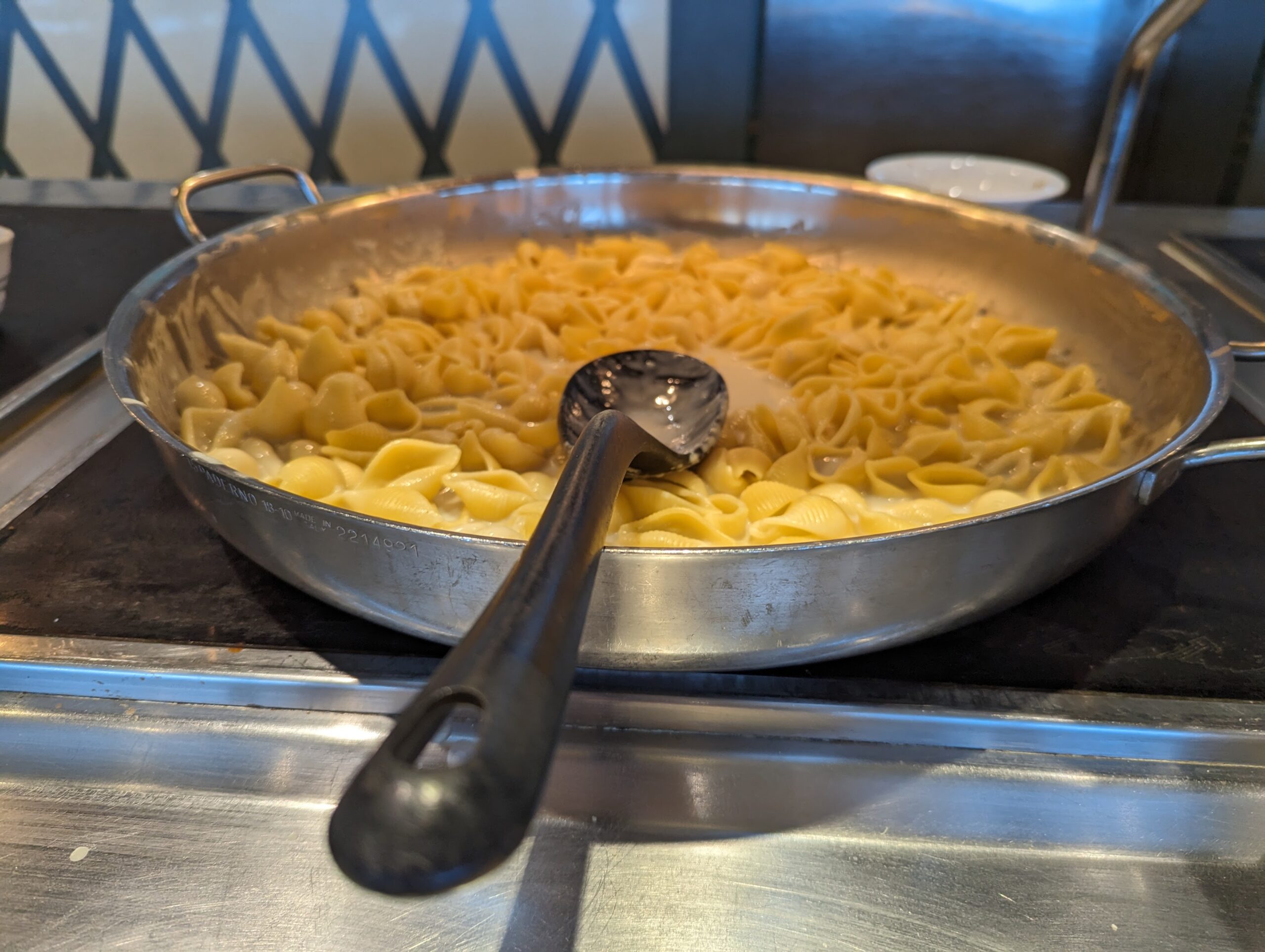 a pan with pasta in it