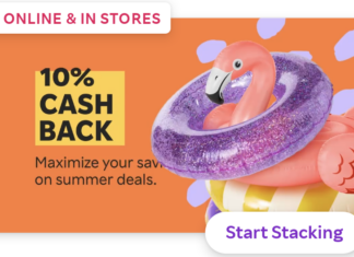 a flamingo in a pile of rings