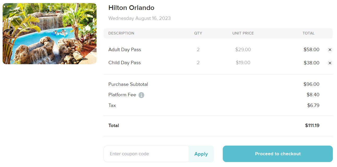 ResortPass Hilton Orlando total cost