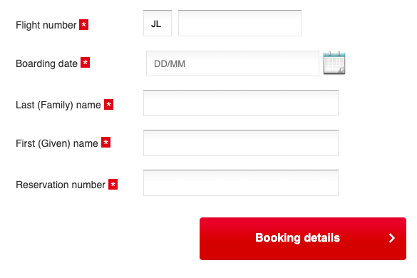 Booking Details for JAL