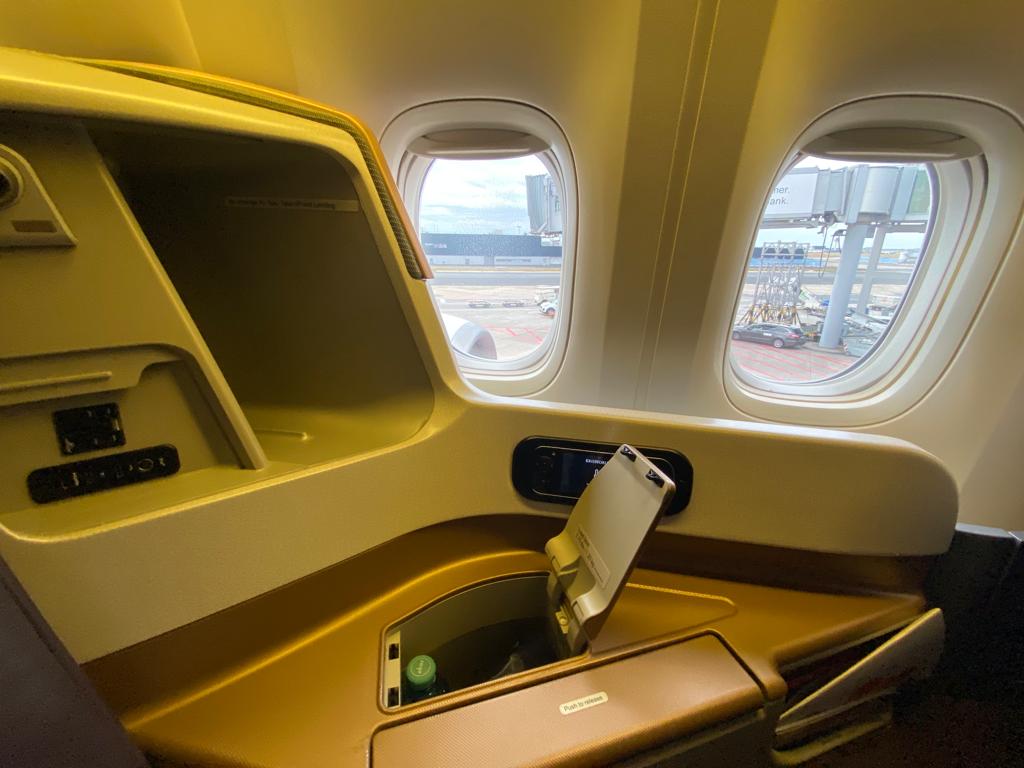 an airplane with windows and a seat