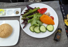 Steamed Veggies on Salad on JAL