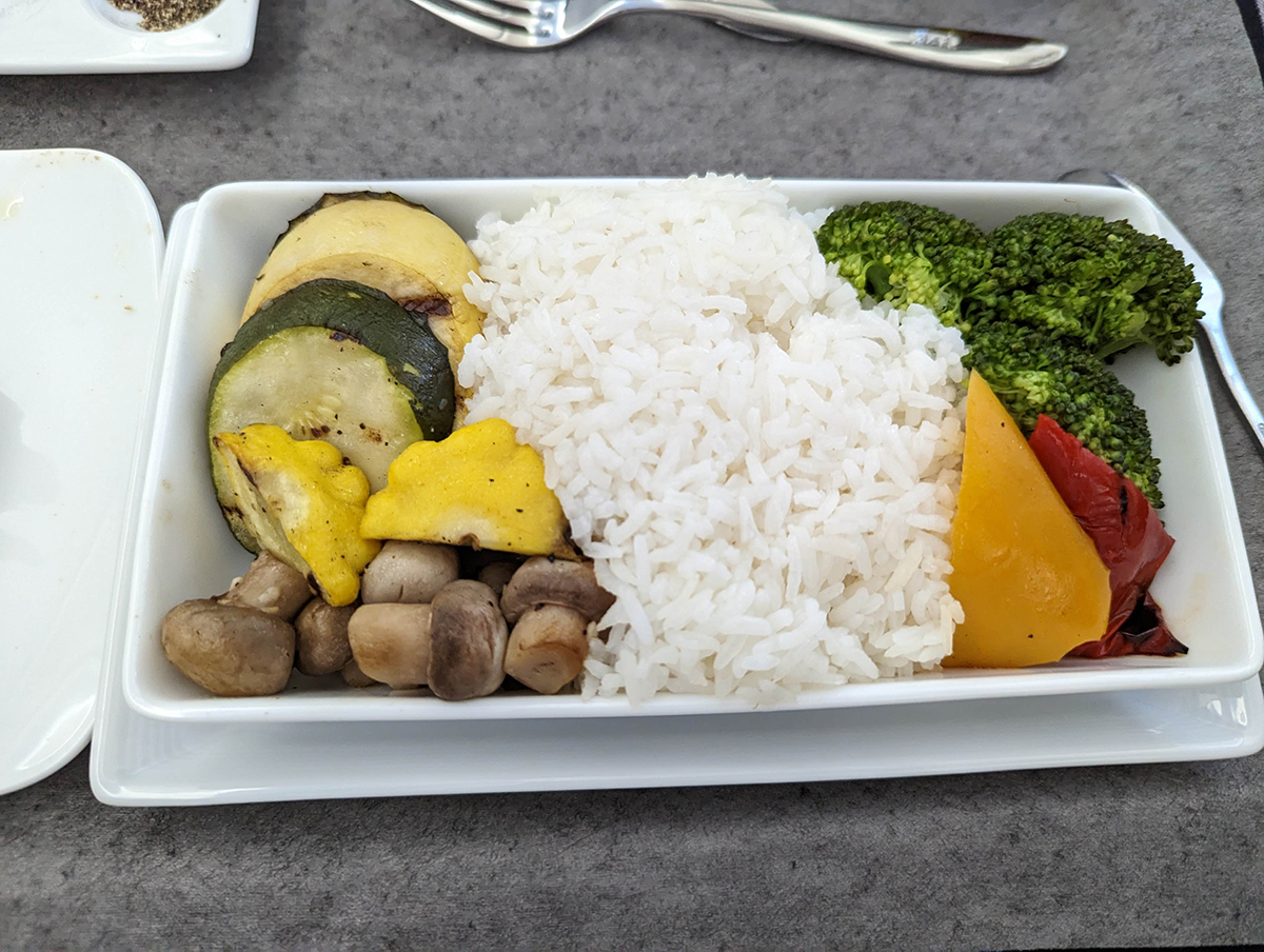 Steamed Veggies with Rice on JAL