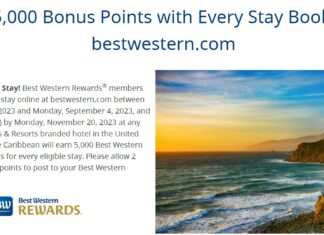 Best Western promotion earn 5,000 bonus points per stay